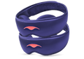 Two purple Manta Sleep Mask SILK units stacked diagonally, showcasing their lustrous texture and coral embroidered Manta Sleep logos.