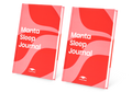 Two Manta Sleep Journals with red and pink wavy covers standing side-by-side, isolated on a white background.